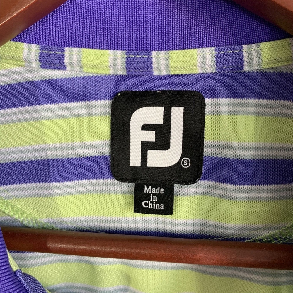 FootJoy Green Purple Striped Polo Shirt - Picture 3 of 6